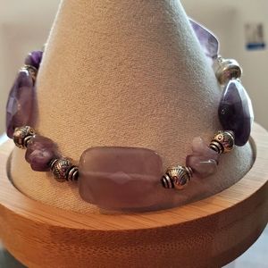 Genuine Amethyst and Sterling Silver Bracelet